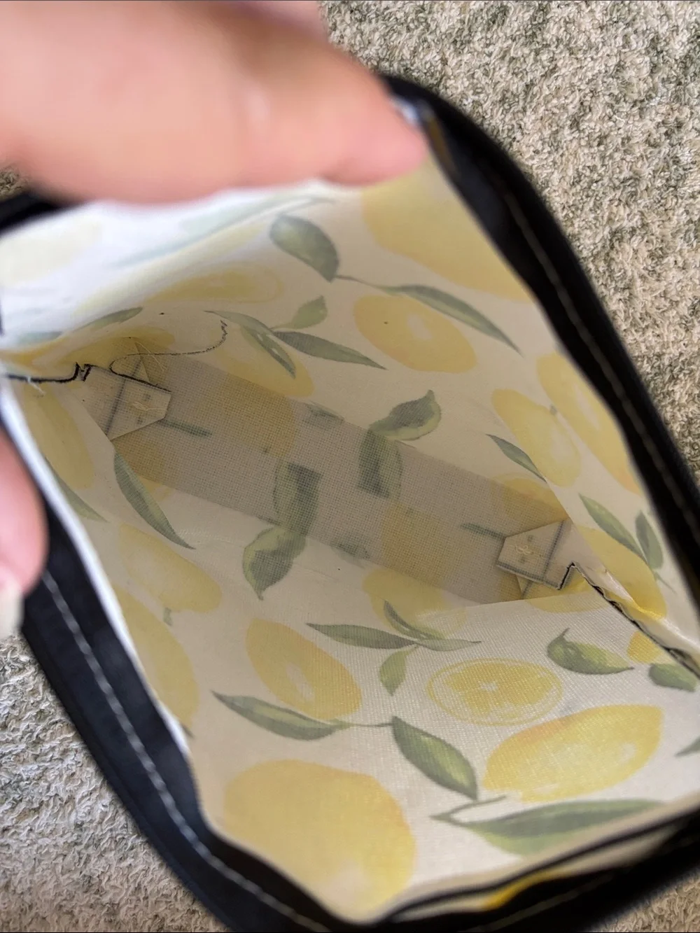 Lemons Poly Canvas Cosmetic Bag Zipper Pouch NWT 9x7x1.5”